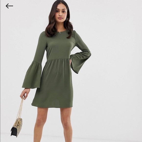 ASOS Dresses & Skirts - ASOS Olive Green Dress with Bell Sleeves